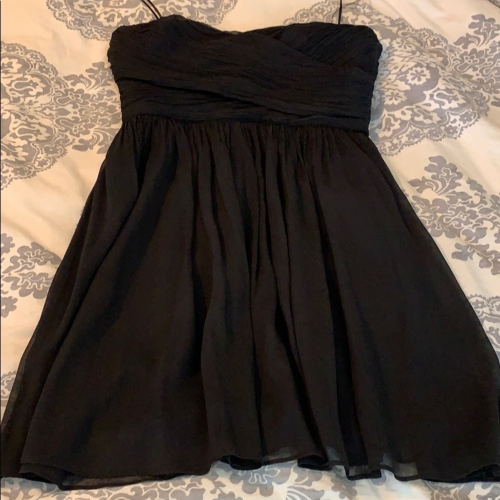J crew black silk short dress size 8 strapless